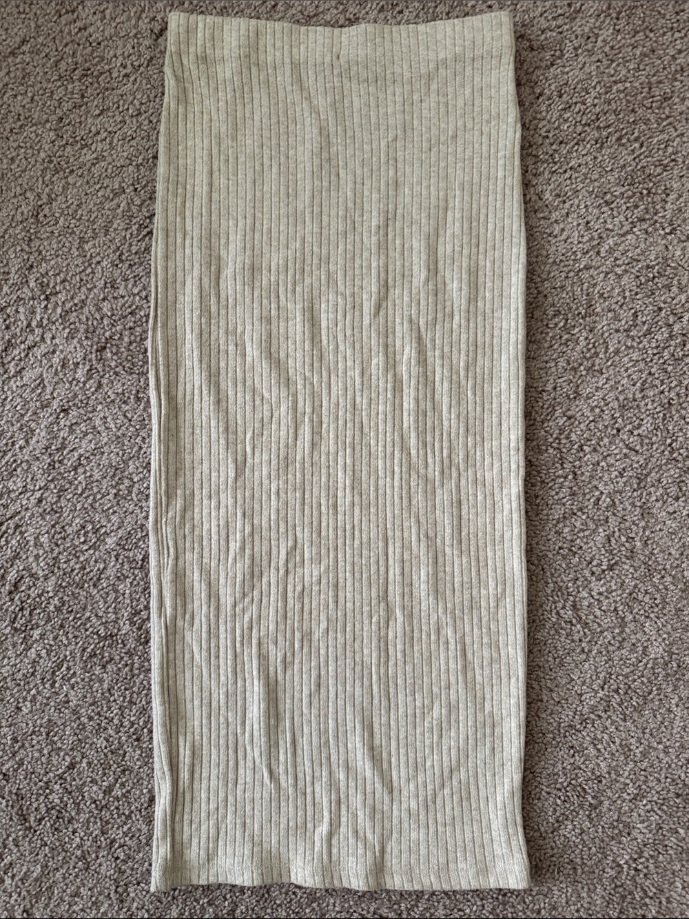 Zara Beige Ribbed Midi Skirt